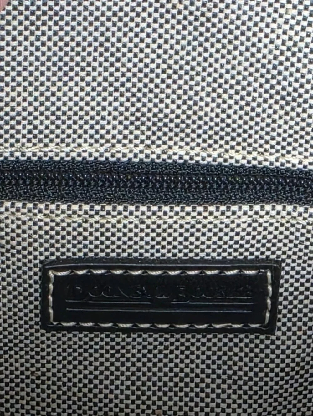 NWT Y2K Dooney & Bourke Black Denim Leather Double Pocket Tote Bag SZ Wristlet